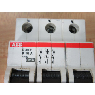 ABB S203P-K10A 10A Circuit Breaker S203PK10A - Used