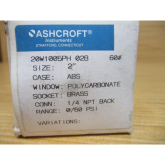 Ashcroft 20W1005PH 02B 60 Pressure Gauge