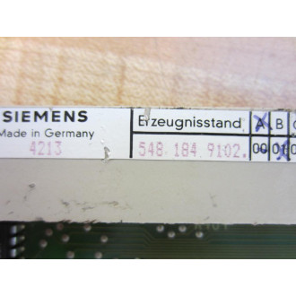 Siemens 548184.0002.01 Circuit Board GE.548184.0002.01 548 184.9102 - Used