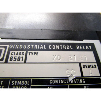 Square D 8501 XO 21 S1 Contactor 8501 X0 21 S1 - Used