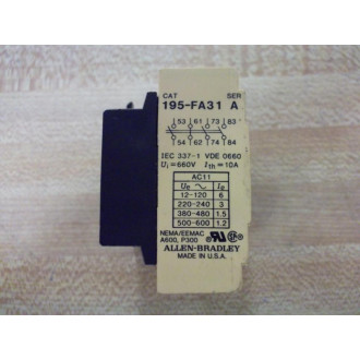 Allen Bradley 195-FA31 Auxiliary Contact 195FA31 - New No Box