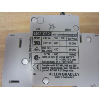 Allen Bradley 1492-CB2 Breaker 1492-CB2G200 20A - Used