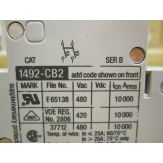Allen Bradley 1492-CB2G150 Circuit Breaker 15A 1492CB2G150 - New No Box