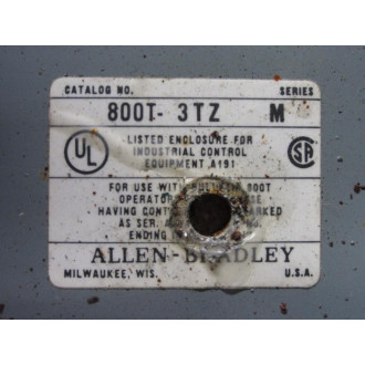 Allen Bradley 800T-3TZ Enclosure 800T3TZ Series M - Used