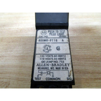 Allen Bradley 800MR-PT16 Pilot Light Series A No Lens - Used