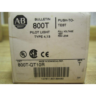 Allen Bradley 800T-QT10R Red Pilot Light 800TQT10R