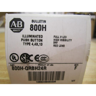 Allen Bradley 800H-QRBH24R Illum. Push Button W800T-XABlank