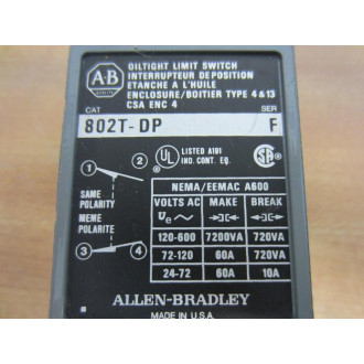 Allen Bradley 802T-DP Limit Switch 802TDP WO Operator Head - New No Box