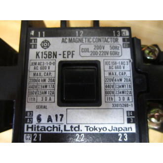 Hitachi K15BN-EPF AC Magnetic Contactor - Used