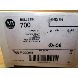 Allen Bradley 700-P200A4 Control Relay 700P200A4 Series D