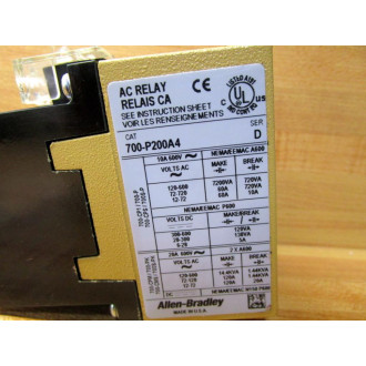 Allen Bradley 700-P200A4 Control Relay 700P200A4 Series D