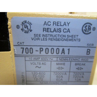 Allen Bradley 700-P000A1 Relay 700P000A1 w700-PB40 - Used