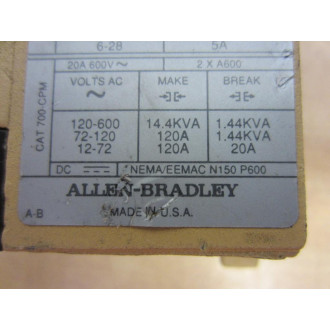 Allen Bradley 700-P000A1 Relay 700P000A1 Series B - New No Box