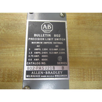 Allen Bradley 802-PASJ218 Limit Switch 802PASJ218 Series B - New No Box
