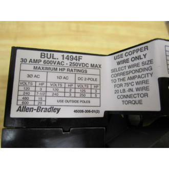 Allen Bradley 1494F-D30 Disconnect Switch 1494FD30 Ser.A - New No Box