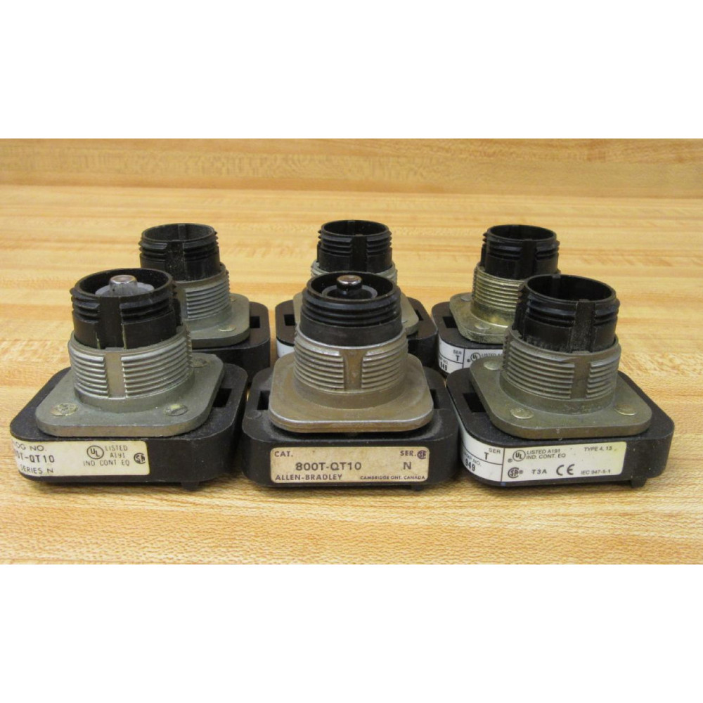 Allen Bradley 800T-QT10 Push Button WO Knob, Series T (Pack of 6) - Used