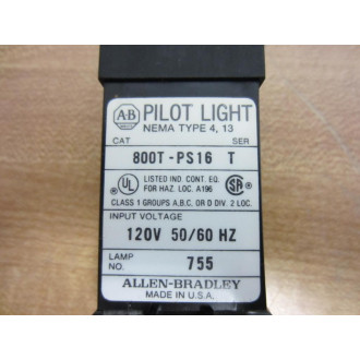 Allen Bradley 800T-PS16W Small Pilot Light Series T White Cap