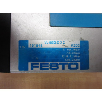 Festo VL-53G-D-2 C 151848 Valve VL53GD2C - New No Box