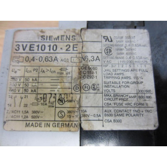 Siemens 3VE1-010-2E Starter 3VE10102E - Used