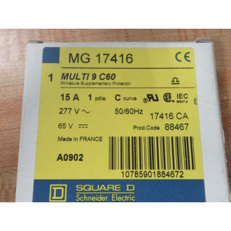 Merlin Gerin 17416 Square D Breaker 15A MG17416 Schneider