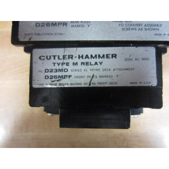 Cutler Hammer D23MB Eaton Type M Relay D26MPR D26MPL D26MPS - Used