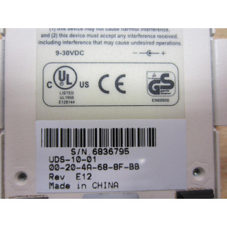 Lantronix USD-10-01 USD-10 External Device Server USD1001 Rev E12 - Used