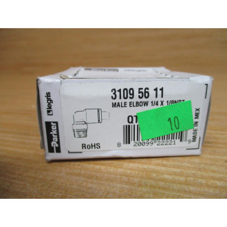 Legris Parker 3109 56 11 Push-To Connect Elbow 31095611 (Pack of 10)