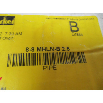 Parker 8-8MHLN-B 2.5 Male Hex Nipple 88MHLNB25 (Pack of 6) - New No Box