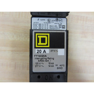 Square D FY14020A Circuit Breaker 20A - Used