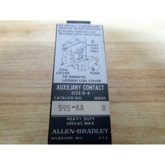 Allen Bradley 595-AA Auxiliary Contact Size 0-4 - New No Box