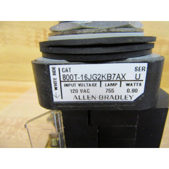 Allen Bradley 800T-16JG2KB7AX Green Selector Switch W40171-002-01, 800T-XA - New No Box