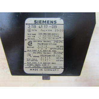 Siemens 3TB4-117-0B Contactor 3TB41170B - Used