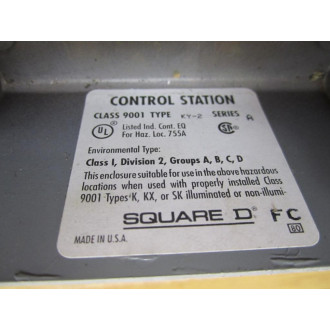Square D 9001-KY2 Control Station Enclosure 9001KY2 87443 - Used