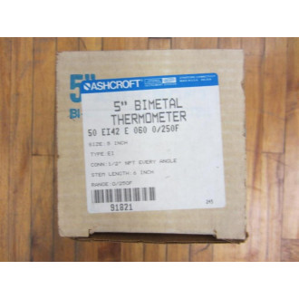 Ashcroft 50 EI42 E 060 Thermometer 50EI42E060 0-250F Cracked Glass