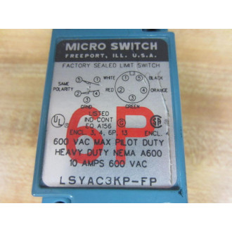Micro Switch LSYAC3KP-FP Honeywell Limit Switch 5" Cable - Parts Only