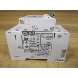 Allen Bradley 1492-CB3-F250 Circuit Breaker 1492CB3F250 - Used