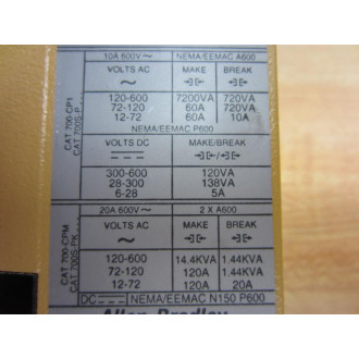 Allen Bradley 700-P200A1 Control Relay 700P200A1 Series D