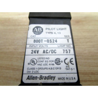 Allen Bradley 800T-QS24B Pilot Light - New No Box