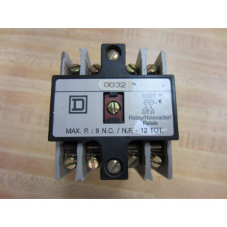 Square D 8501-X0-80 Relay 8501-XO-80 120V 60Hz  110V 50Hz - Used