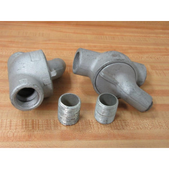 Crouse-Hinds EZS36 1" Hub Sealing Fitting WNipple (Pack of 2) - New No Box