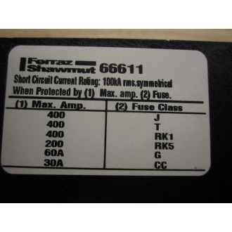 Ferraz  Shawmut 66611 Power Distribution Block - New No Box