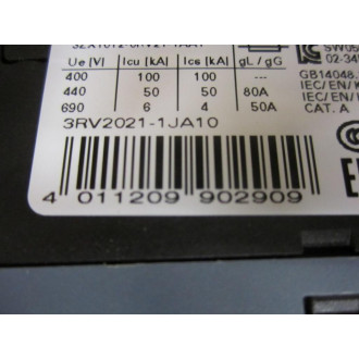 Siemens 3RV2021-1JA10 Motor Protector Breaker 3RV20211JA10 Missing Cover - Used