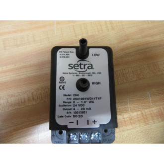 Setra 2641001WD11T1F Pressure Transducer Model 264 - New No Box