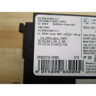 Siemens 3RB2016-1RB0 Relay Overload - Used