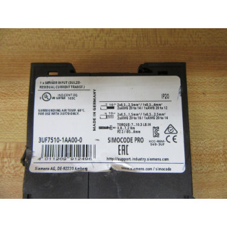 Siemens 3UF7510-1AA00-0 Ground Fault Module WCracked Housing - Used