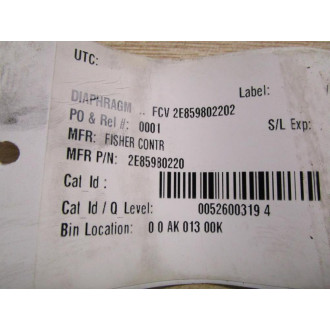 Fisher Controls 2E85980220 Nitrile Diaphragm - New No Box