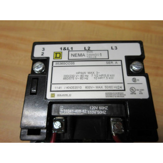 Square D 8536-SCO3S Contactor 8536-SC03S Mounted Never Used - New No Box