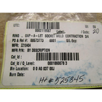 Gap-A-Let ER316ER316L Ring Socket Weld Contraction (Pack of 20)