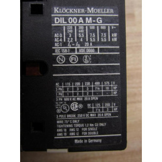 Klockner-Moeller DIL-00-A-M-G-24VDC Contactor - Used