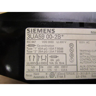 Siemens 3UA59 00-2B* Overload Relay Chipped Corner - Used
